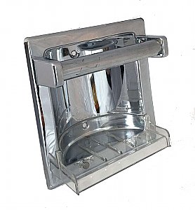 Antique Hall Mack Chrome Recessed In-Wall Soap Dish With Grab Bar