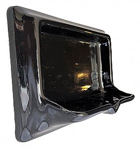 Antique American Olean Tile Co. "Gloss Black" Tiled-In Soap Dish - Circa 1960