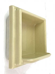 Antique Pale Yellow Porcelain 6" x 6" Subway Tiled-In Soap Dish
