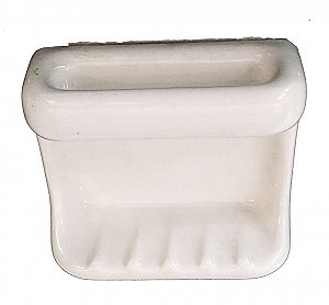Antique White Ceramic Tile-In Soap Dish With Grab Bar