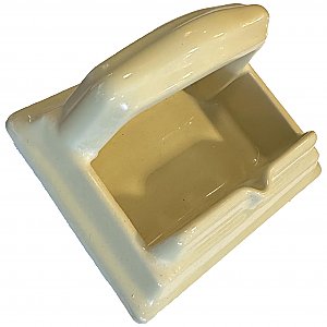 Antique American Olean Yellow Porcelain Tiled-In Soap Dish w/ Grab Bar