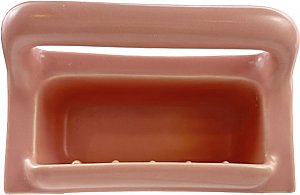 Antique "Mosaic Tile Co." Rose Orchid Tile-In Ceramic Bathroom Soap Niche or Dish with Grab Bar - Circa 1920