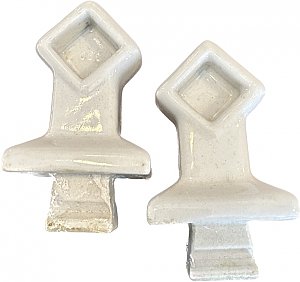 Pair of Antique Porcelain Tile-In Square Towel Rod or Bar Holders - Circa 1920