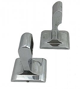 Antique Surface Mount Hallmack Mid-Century Chrome Towel Bar Ends for Square Rod - New Old Stock