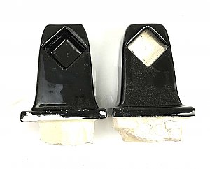 Antique Black Porcelain Tiled-In Towel Bar Ends For Square Rod