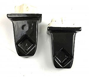 Antique Black Porcelain Tiled-In Towel Bar Ends For Square Rod