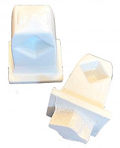 Antique White Tile In Porcelain Ceramic Towel Bar Ends for Square Rod - Circa 1940