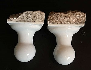 Antique Large White Ceramic Tile-In Round Towel Bar Ends for Square Rod