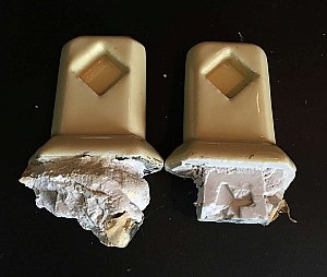 Antique Tile-In Pale Yellow (Kohler Sunrise) Ceramic Towel Bar Ends for Square Rod