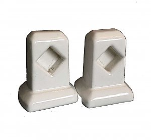Antique Surface Mount Art Deco White Ceramic Towel Bar Ends for Square Rod