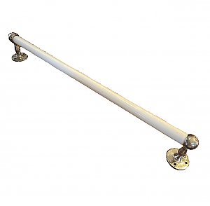 Antique J.L. Mott Nickel Plated Towel Bar Ends w/ 24" Round Milk Glass Rod - Circa 1908