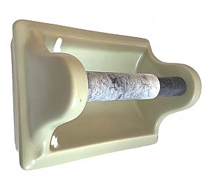 Antique American Olean Avocado Matte Tile In Porcelain Toilet Paper Holder - Circa 1960