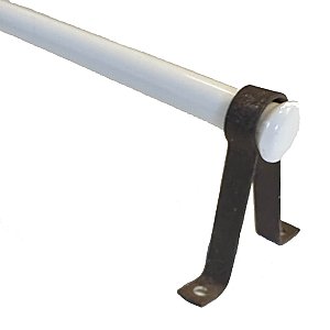 Antique 17-5/8" Round Milk Glass Rod w/ Vintage Steel Brackets