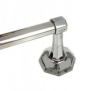 Antique Art Deco Chrome Octagonal Towel Bar and Ends