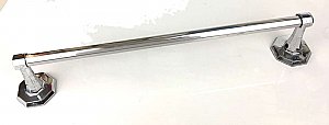 Antique Art Deco Chrome Octagonal Towel Bar and Ends