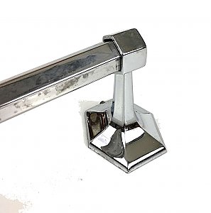 Antique Art Deco Chrome Octagonal Towel Bar and Ends