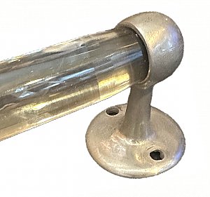 Antique Nickel Plated Towel Bar Ends With 30" Glass Rod