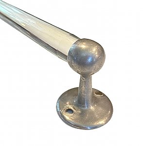Antique Nickel Plated Towel Bar Ends With 30" Glass Rod