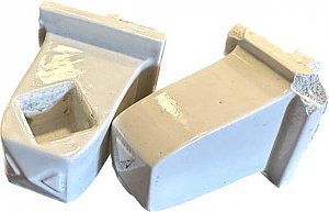 Antique White Tile In Porcelain Ceramic Towel Bar Ends for Square Rod - Circa 1920