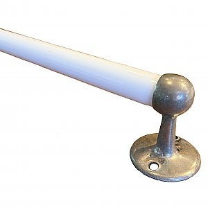 Antique 18" Round Milk Glass Rod w/ Nickel Plated Brass Ends