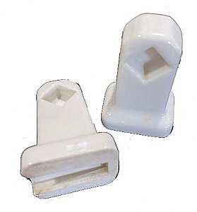 Antique White Surface Mount Porcelain Ceramic Towel Bar Ends for Square Rod - Circa 1940