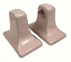 Antique Pink Porcelain Tiled-In Towel Bar Ends (American Standard Venetian Pink) For Square Rod