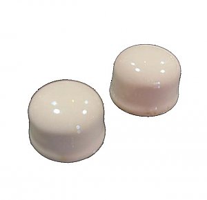 Antique Shell Venetian Pink Porcelain Toilet Bolt Cap Cover Pair - Circa 1962