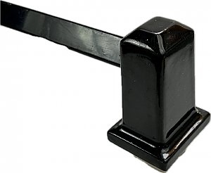 Antique Black Porcelain Tiled-In Towel Bar Ends with 16" Square Rod - Circa 1930