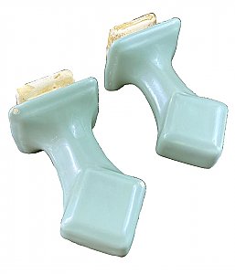 Antique Seafoam Green Tile In Porcelain Towel Bar Ends Circa 1960
