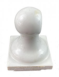 Antique Vitreous China Ceramic Tile-In Towel Bar End - For Round Rod