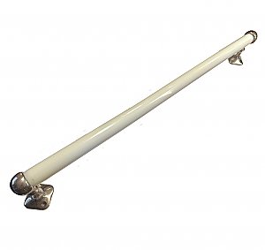 Antique Art Brass Co NY Nickel Plated Towel Bar Ends With 24" Milk Glass Rod