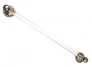 Antique Nickel Plated Towel Bar Ends With Glass Rod 26" Circa 1905