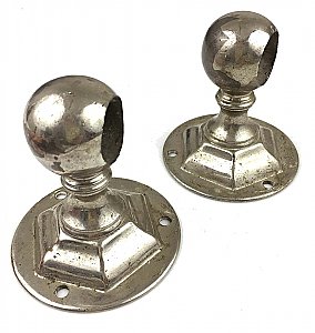 Antique Nickel Plated Towel Bar Ends With Glass Rod 26" Circa 1905