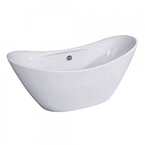 68-Inch Acrylic Double Slipper Freestanding Tub with Drain, White