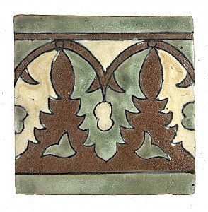 Antique "Walker Zanger" Fireplace Edge Border Tile 4-1/8" x 4-1/8"