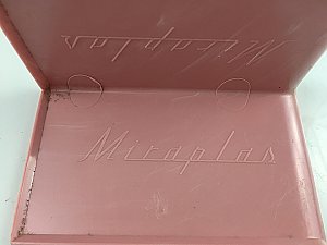 Antique "Miraplas Styron" "Red Magenta" Pink Plastic Outer Corner Baseboard Mopboard Tile - Sold Each