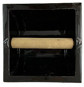 Antique Fairfacts "Bilt-In" Black 6" x 6" Subway Tile Ceramic Tiled-In Toilet Paper Holder - Circa 1917