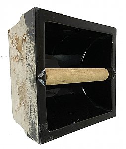 Antique Fairfacts "Bilt-In" Black 6" x 6" Subway Tile Ceramic Tiled-In Toilet Paper Holder - Circa 1917