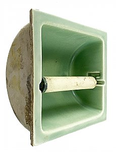 Antique "Mosaic Tile Co." Sea Spray Green Tile-In Ceramic Bathroom Toilet Paper Holder - Circa 1920