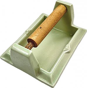 Antique Light Green Porcelain Fairfacts Tile-In Toilet Paper Holder - Circa 1920