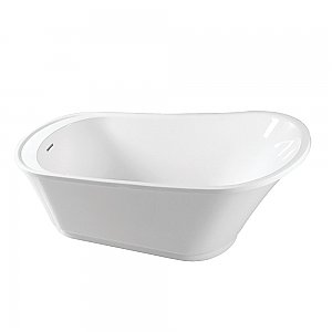 59-Inch Acrylic Single Slipper Freestanding Tub with Drain, White