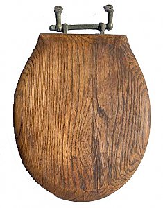Antique Wooden Oak Toilet Seat Cover - circa 1920