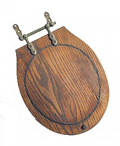 Antique Wooden Oak Toilet Seat Cover - circa 1920