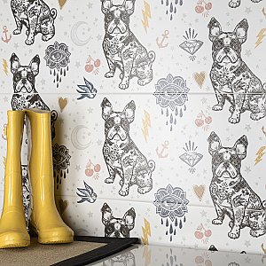 Rockstar Frenchie 11-3/4" x 39-1/8" Ceramic Wall Tile - 6 Tiles Per Case - 19.32 Sq. Ft.