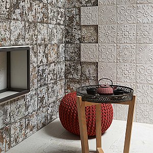 Aevum Dark Ornato 7-7/8" x 7-7/8" Ceramic Tile - Per Case of 21 Tile - 9.24 Sq. Ft. Per Case