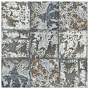 Aevum Dark Ornato 7-7/8" x 7-7/8" Ceramic Tile - Per Case of 21 Tile - 9.24 Sq. Ft. Per Case