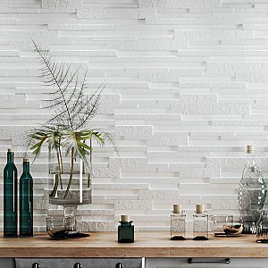 Tikal White 6-1/2" x 20-3/8" Ceramic Wall Tile - 9 Tiles Per Case - 8.37 Sq. Ft.