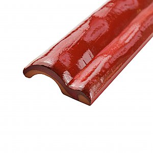 Antic Special Red Moon 2" x 6" Ceramic Moldura Wall Trim - Sold Per Tile - 0.08 Square Feet