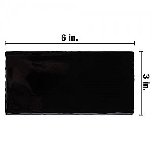 Castillo Gloss Black 3" x 6" Subway Tile - Sold Per Case of 44 Tile - 5.72 Square Feet
