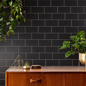 Crown Heights Matte Black 3" x 6" Subway Tile - Glossy Black - Sold Per Case of 44 Tile - 6.03 Square Feet